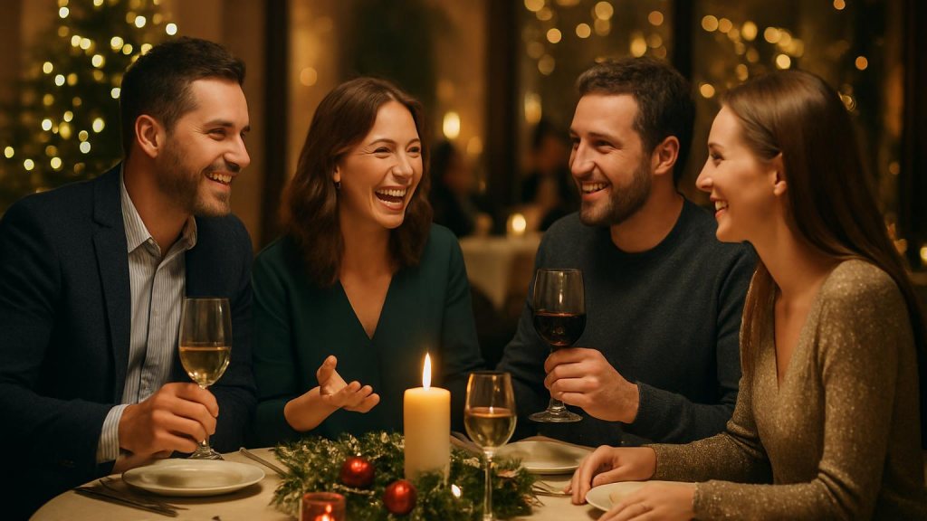 Gruppo di adulti in contesto sociale per Capodanno